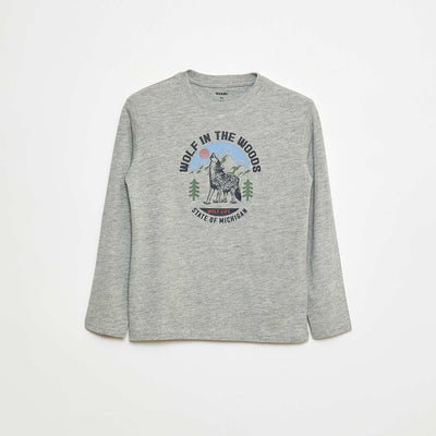 Camiseta estampada de manga larga GRIS