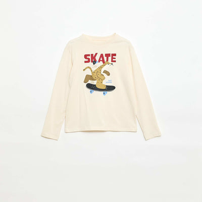 Camiseta estampada de manga larga BLANCO