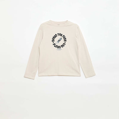 Camiseta estampada de manga larga BEIGE