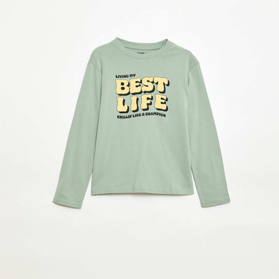 Camiseta estampada de manga larga VERDE