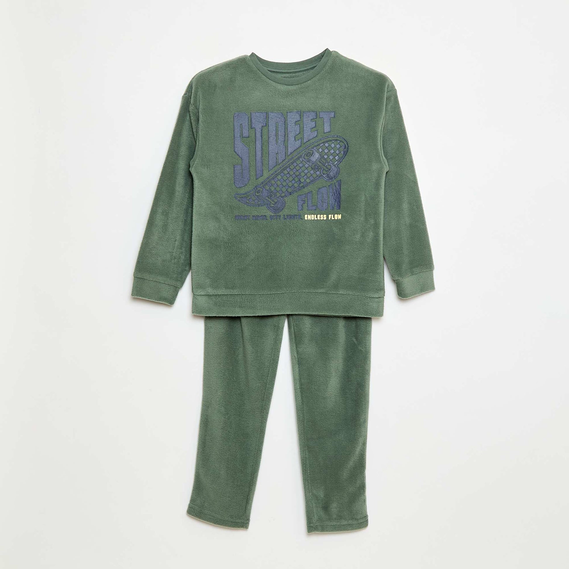 Pijama polar estampado VERDE