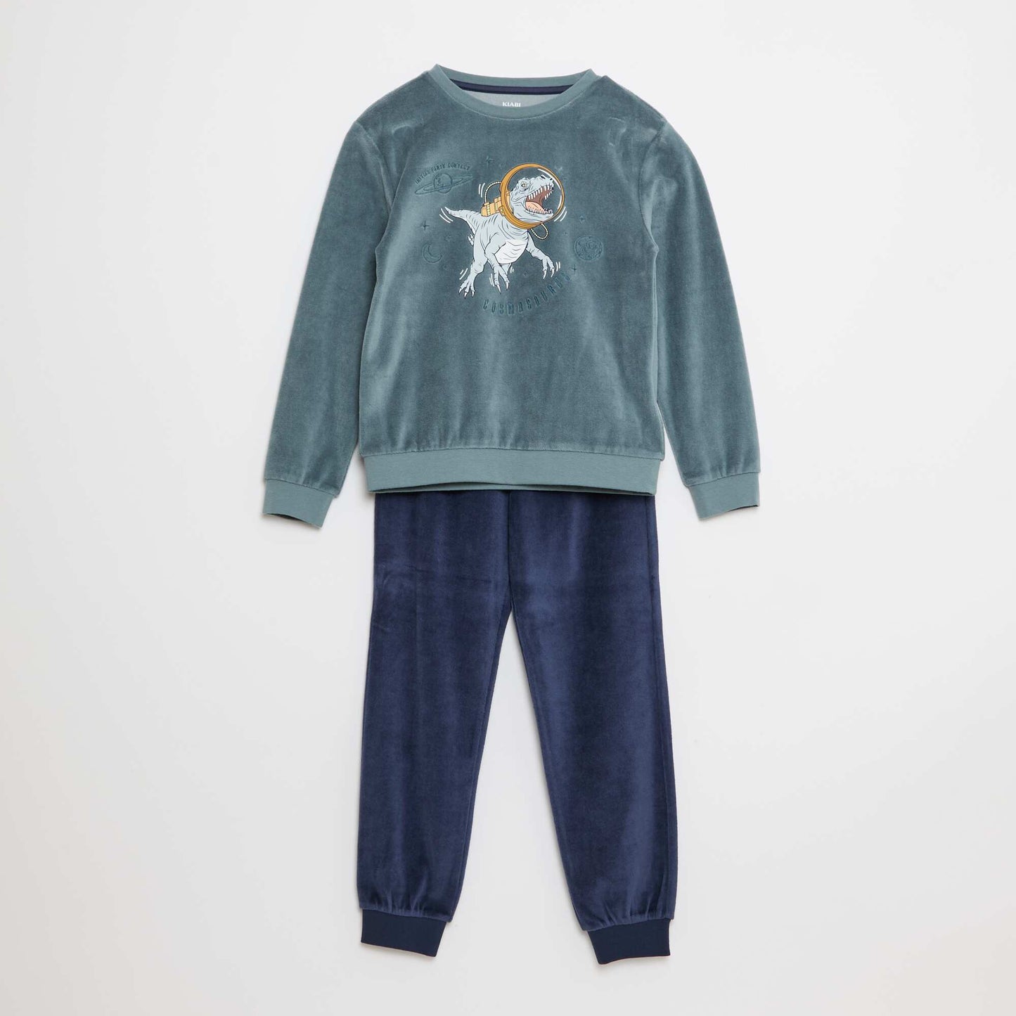 Conjunto de pijama de terciopelo estampado buzo + pantalón - 2 piezas AZUL