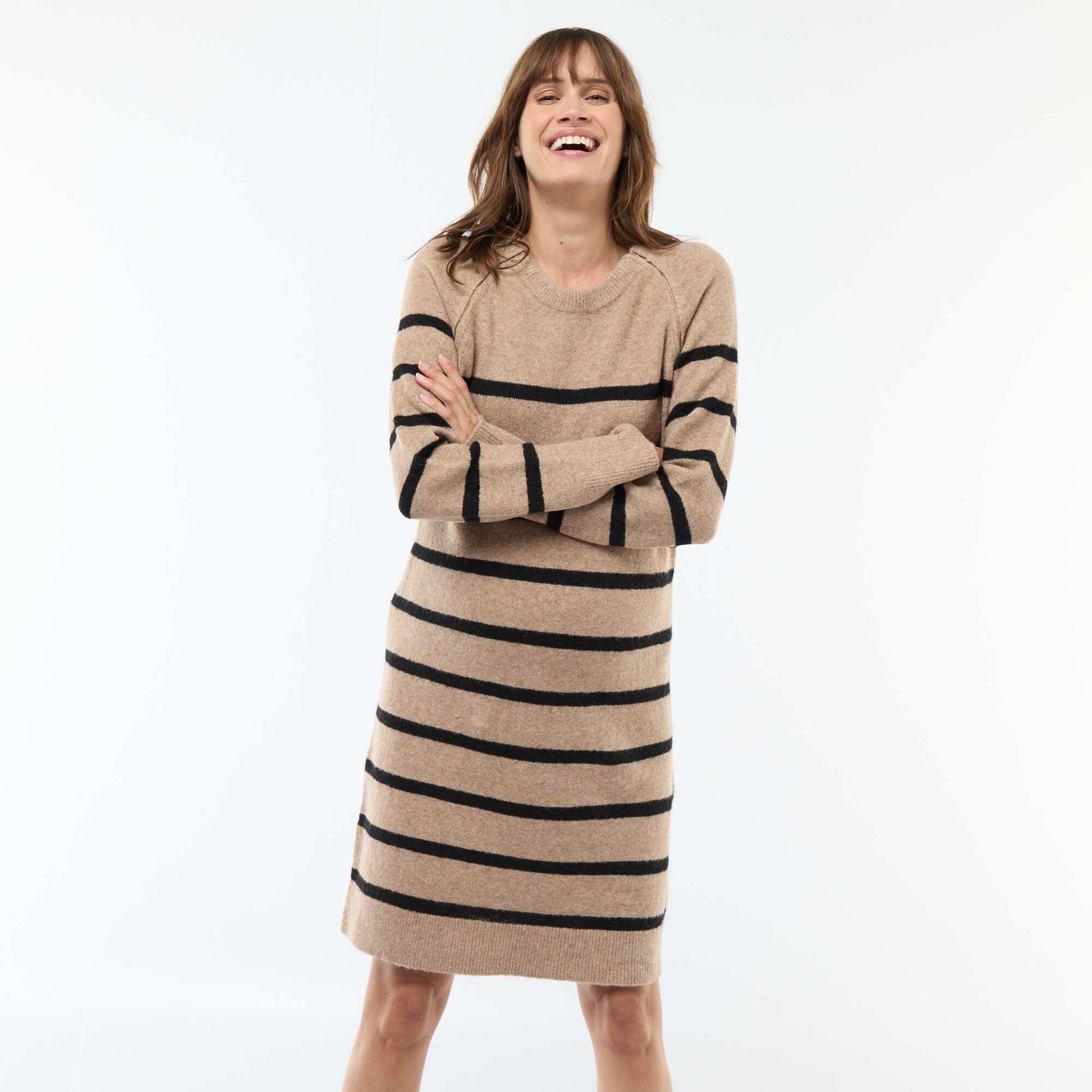 Vestido sweater de maternidad BEIGE