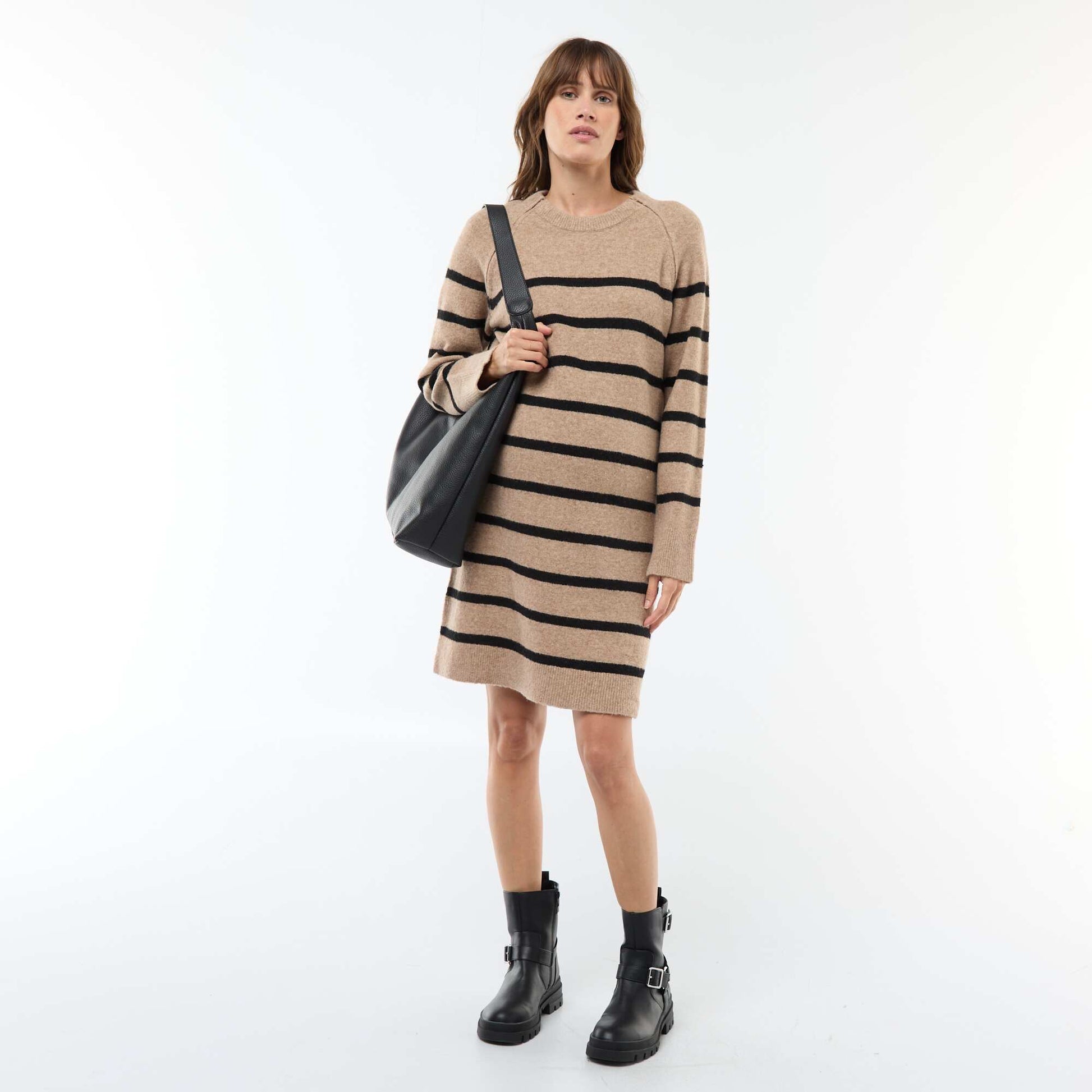 Vestido sweater de maternidad BEIGE