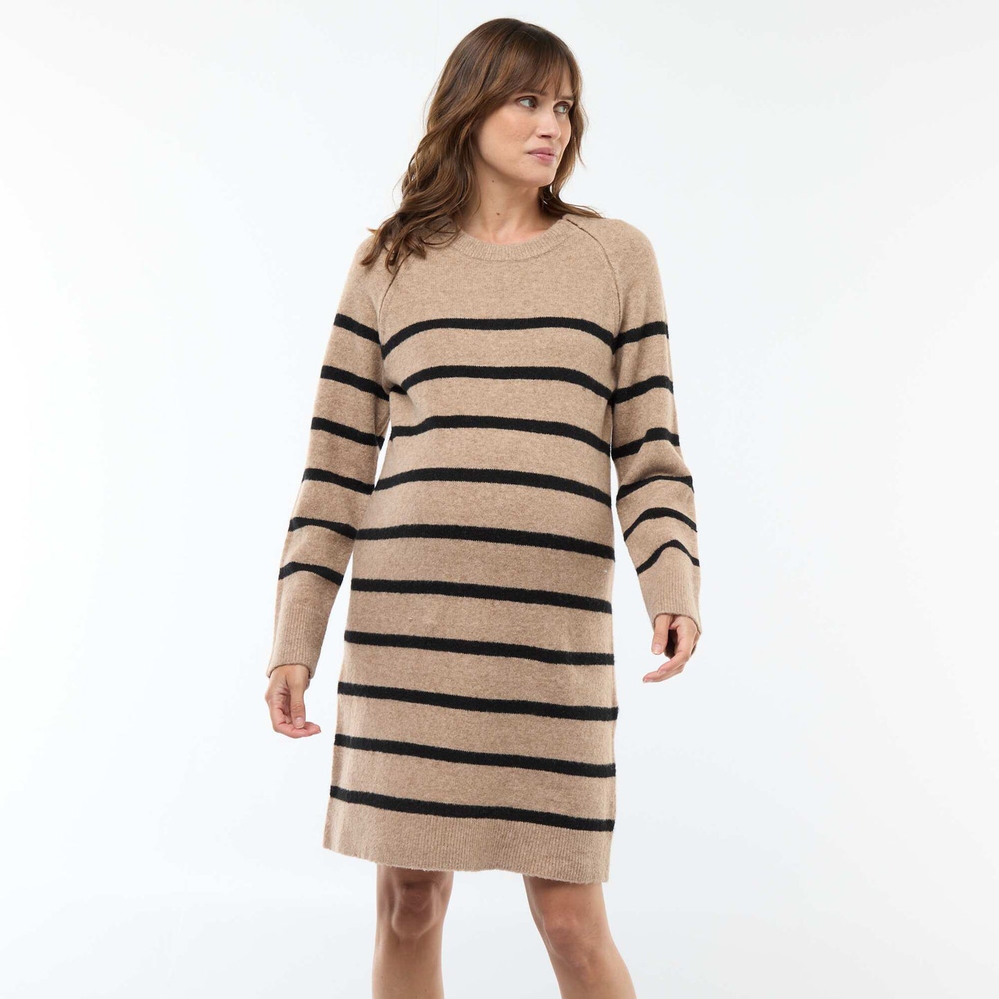 Vestido sweater de maternidad BEIGE
