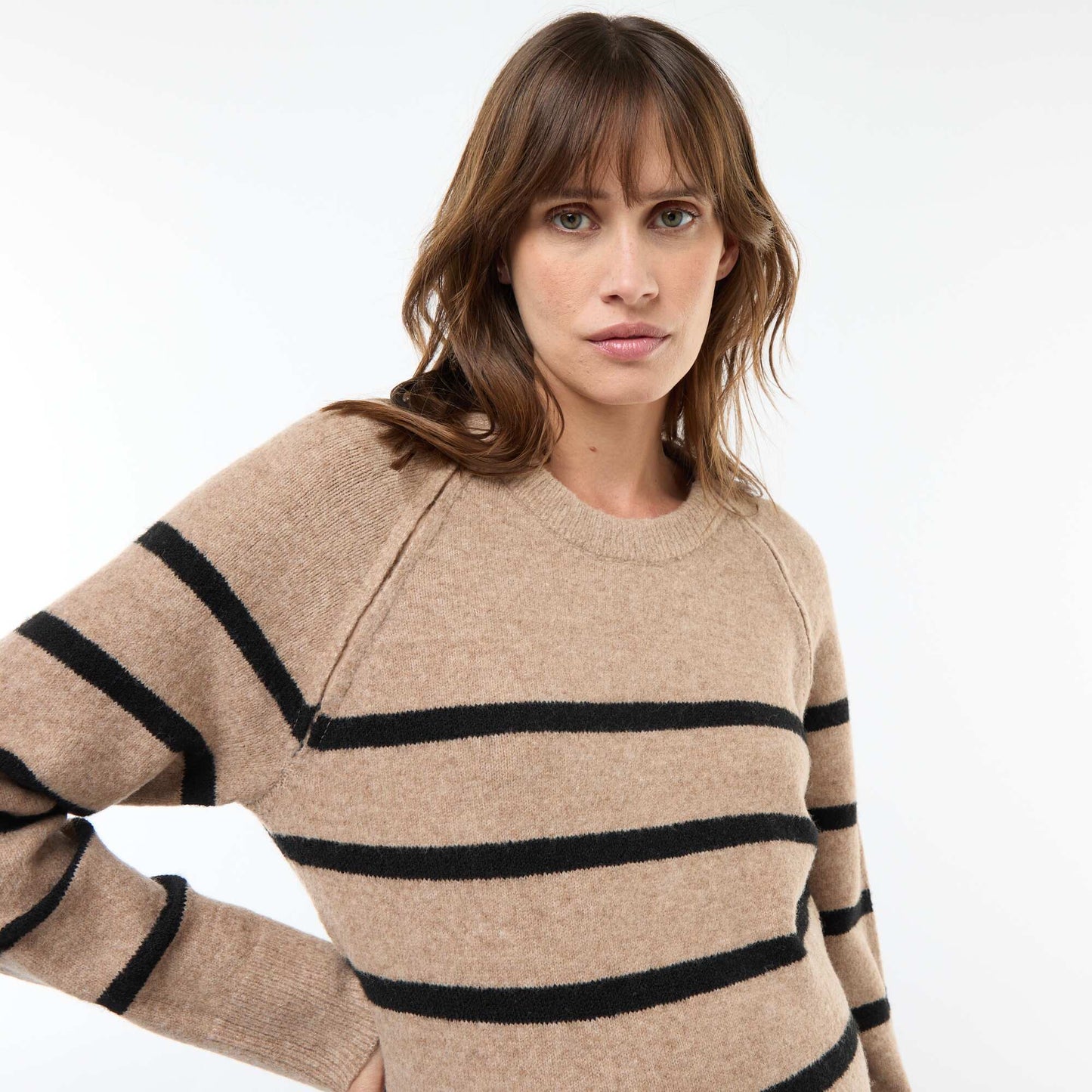 Vestido sweater de maternidad BEIGE