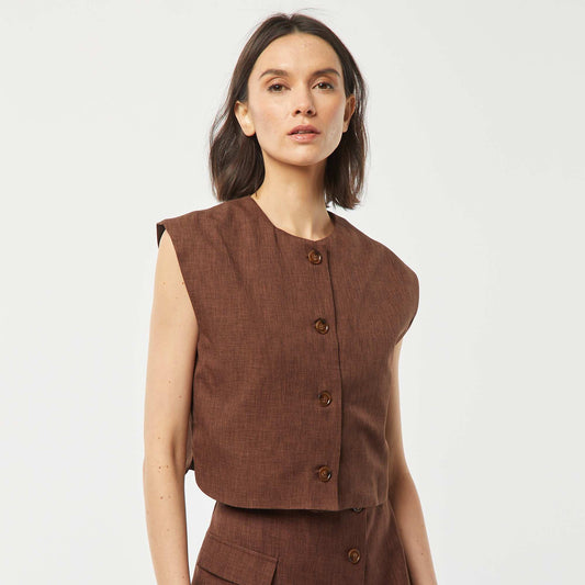 Chaleco liso MARRON