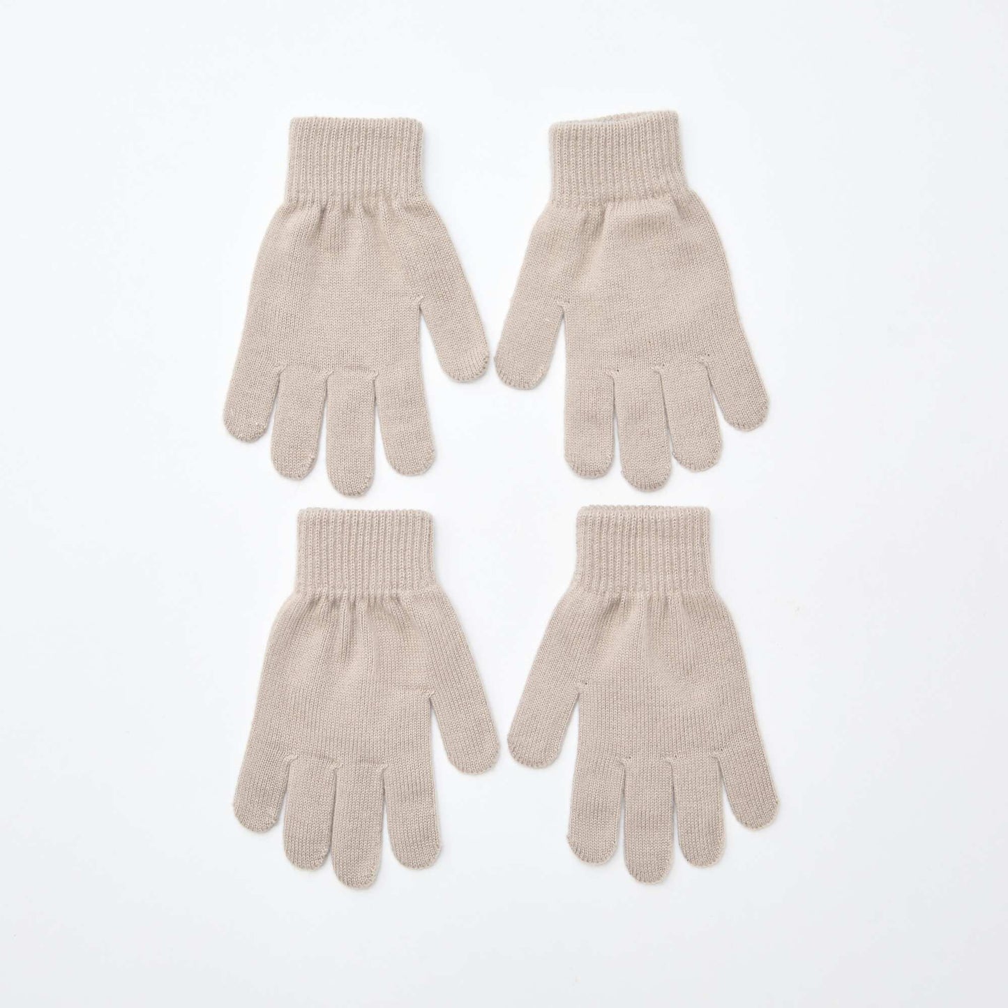 Pack de 2 pares de guantes de punto BEIGE