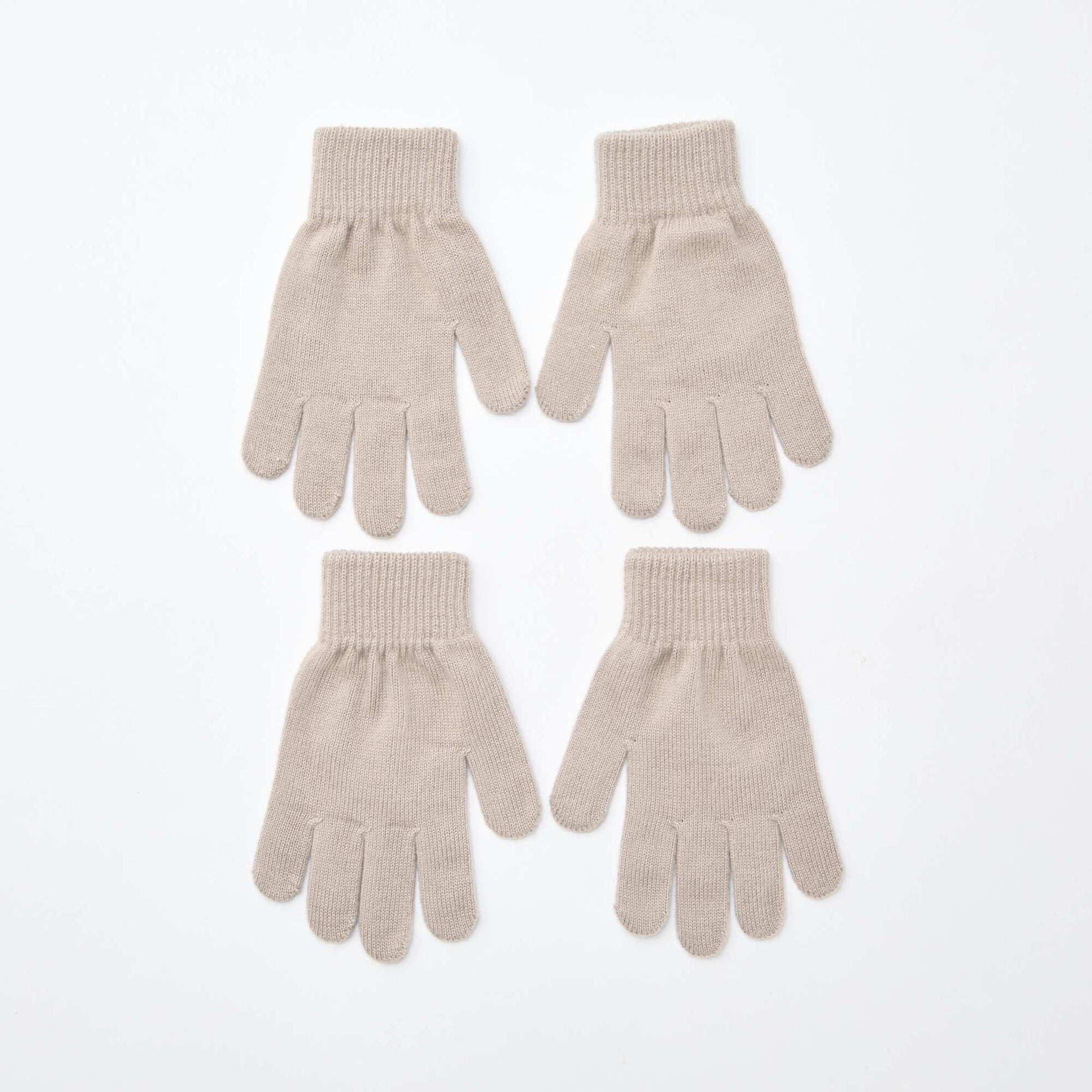 Pack de 2 pares de guantes de punto BEIGE