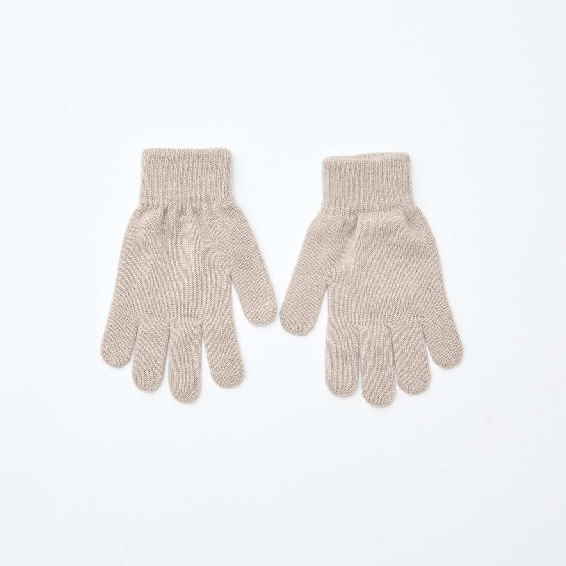 Pack de 2 pares de guantes de punto BEIGE
