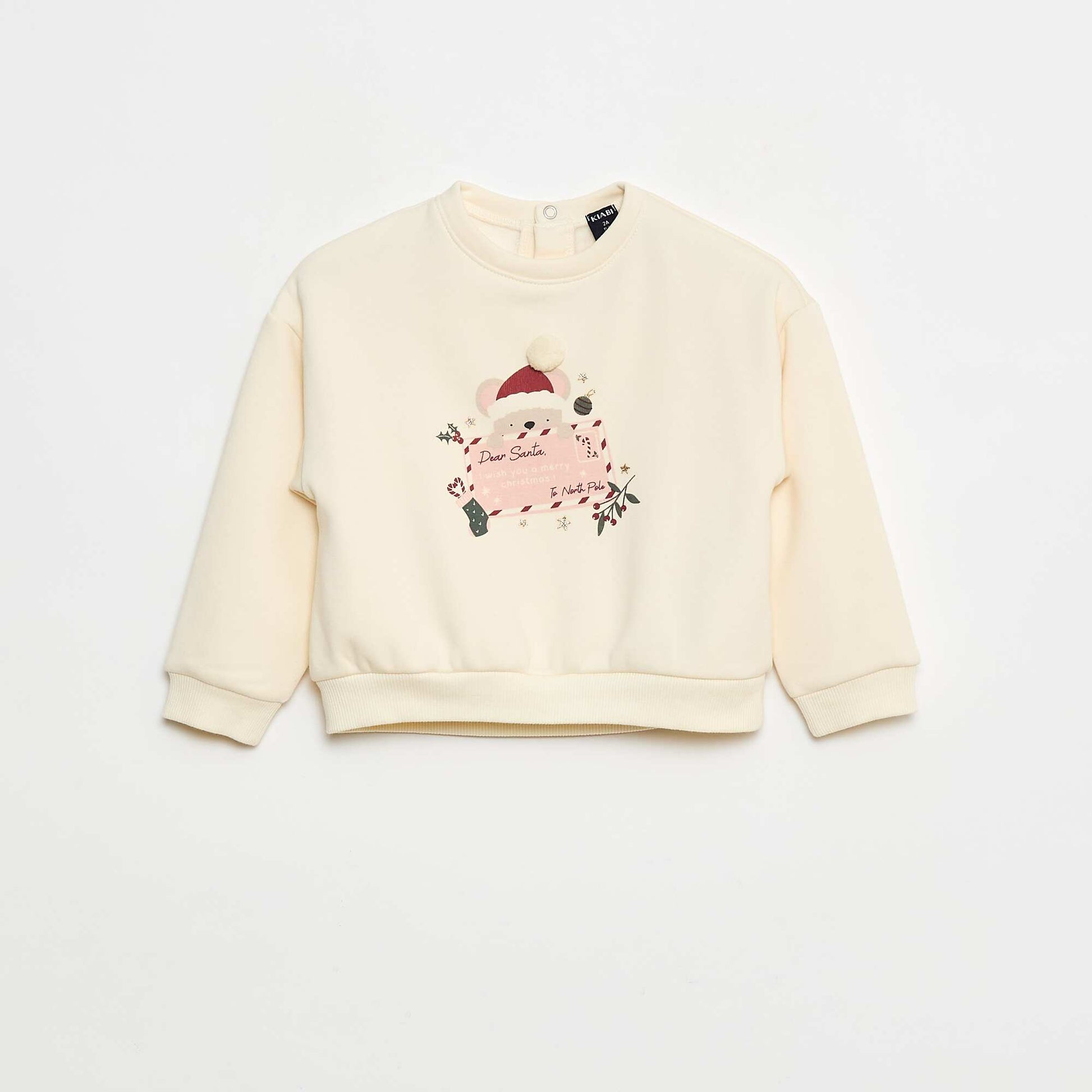 Sweater polar con motivo navideño BLANCO