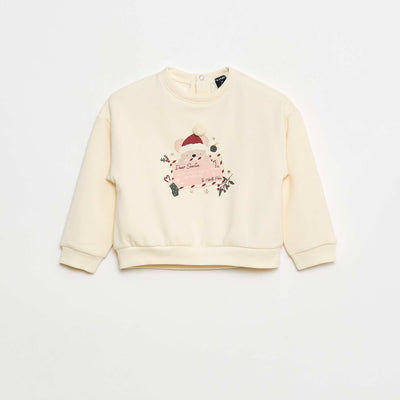 Sweater polar con motivo navideño BLANCO