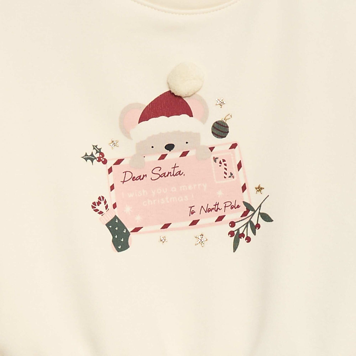 Sweater polar con motivo navideño BLANCO