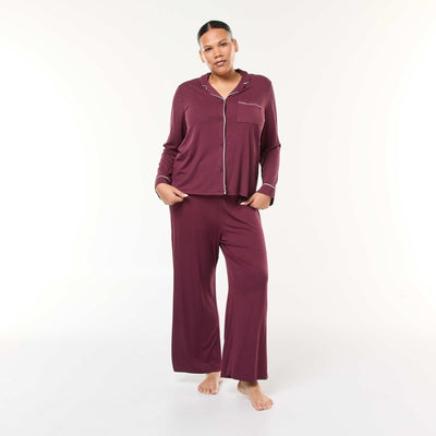 Conjunto de pijama largo camisa + pantalón - 2 piezas ROJO