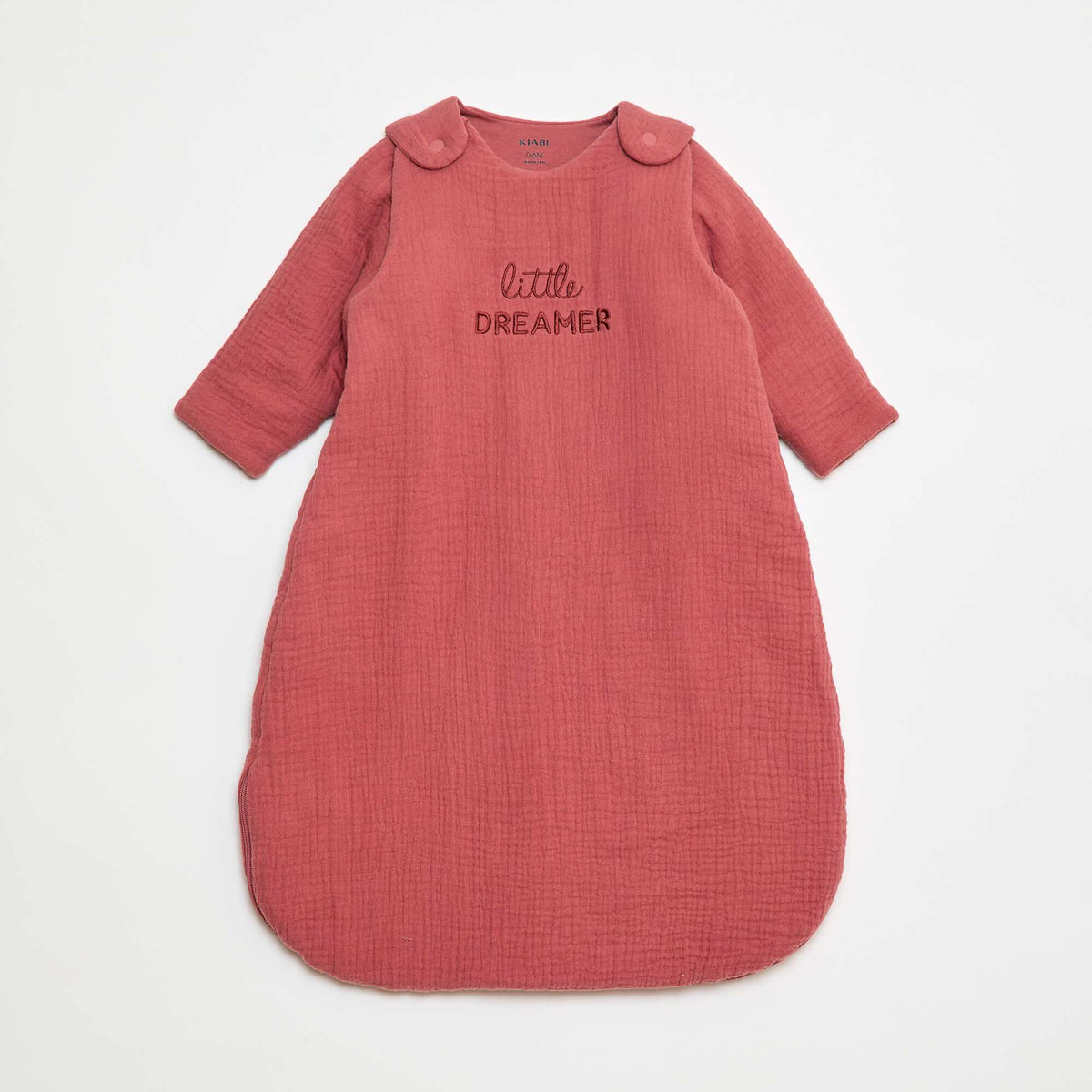 Saco de dormir de muselina de algodón con mangas extraíbles ROSA
