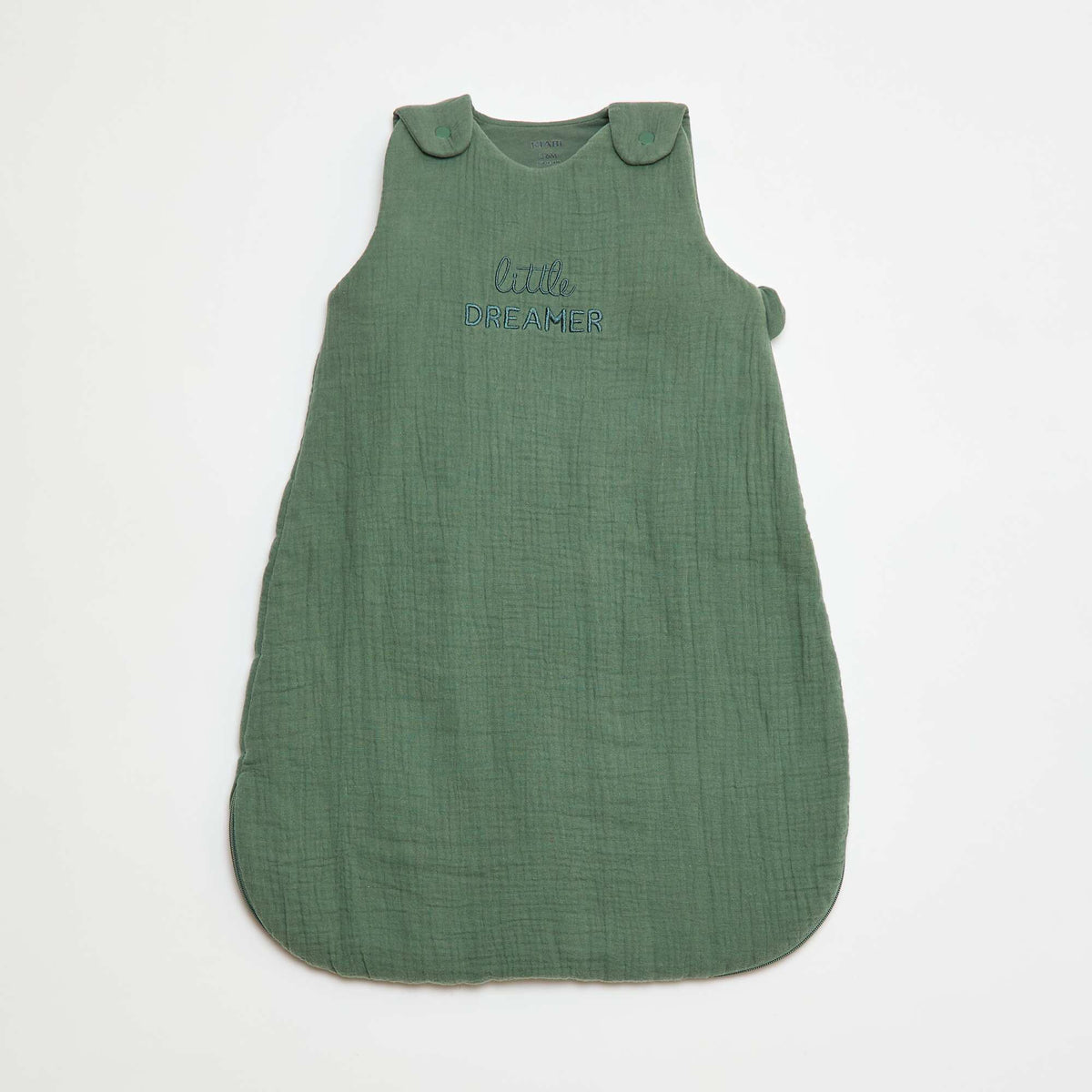 Saco de dormir de muselina de algodón con mangas extraíbles VERDE
