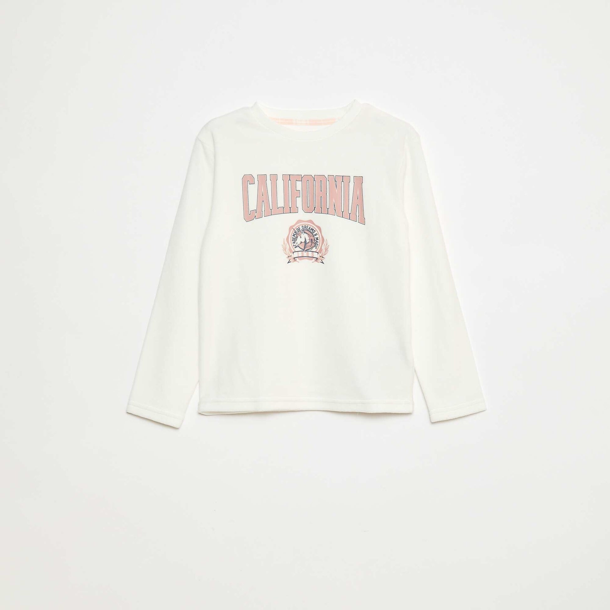 Conjunto de pijama largo polar camiseta + pantalón - 2 piezas BLANCO