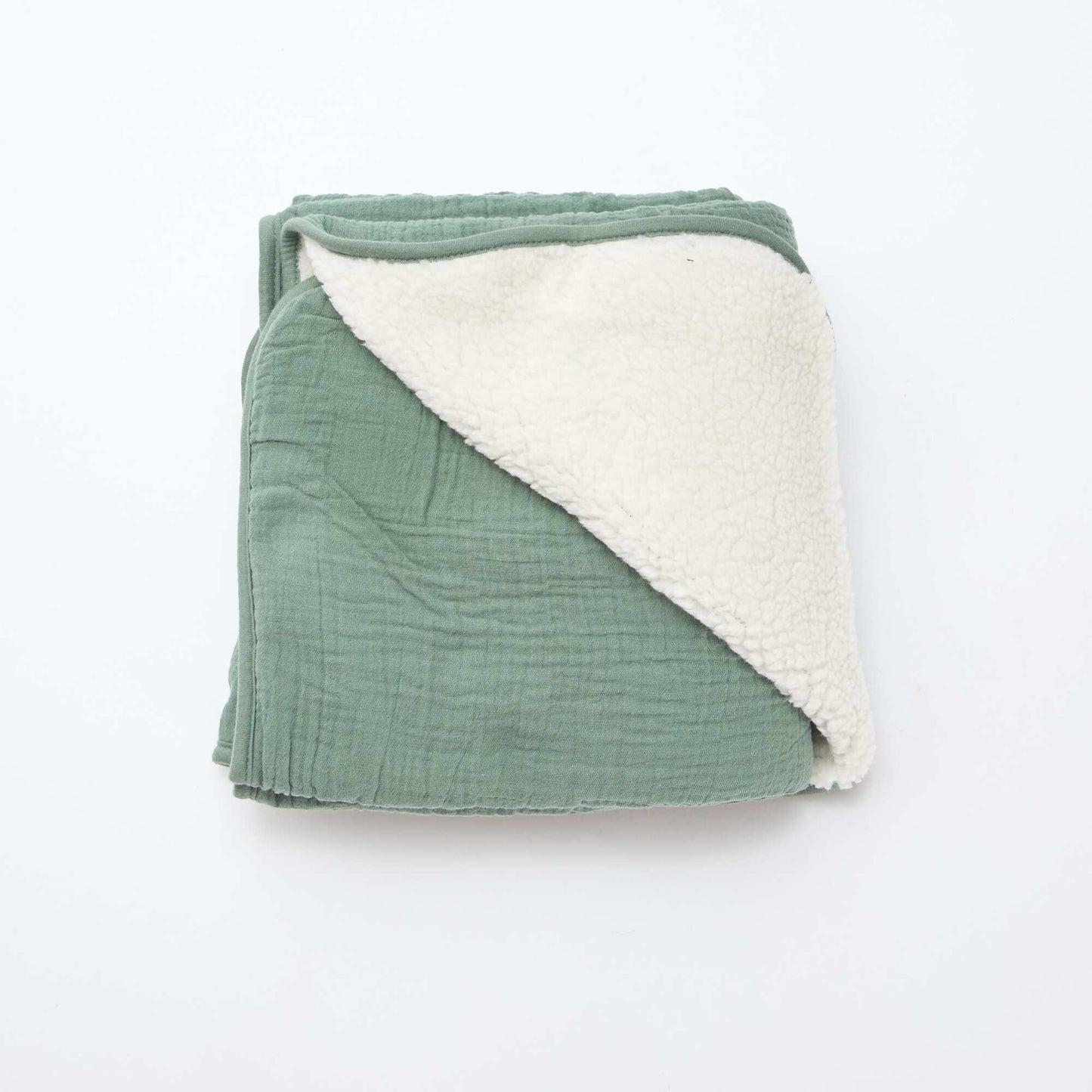 Manta de gasa de algodón y tejido polar VERDE