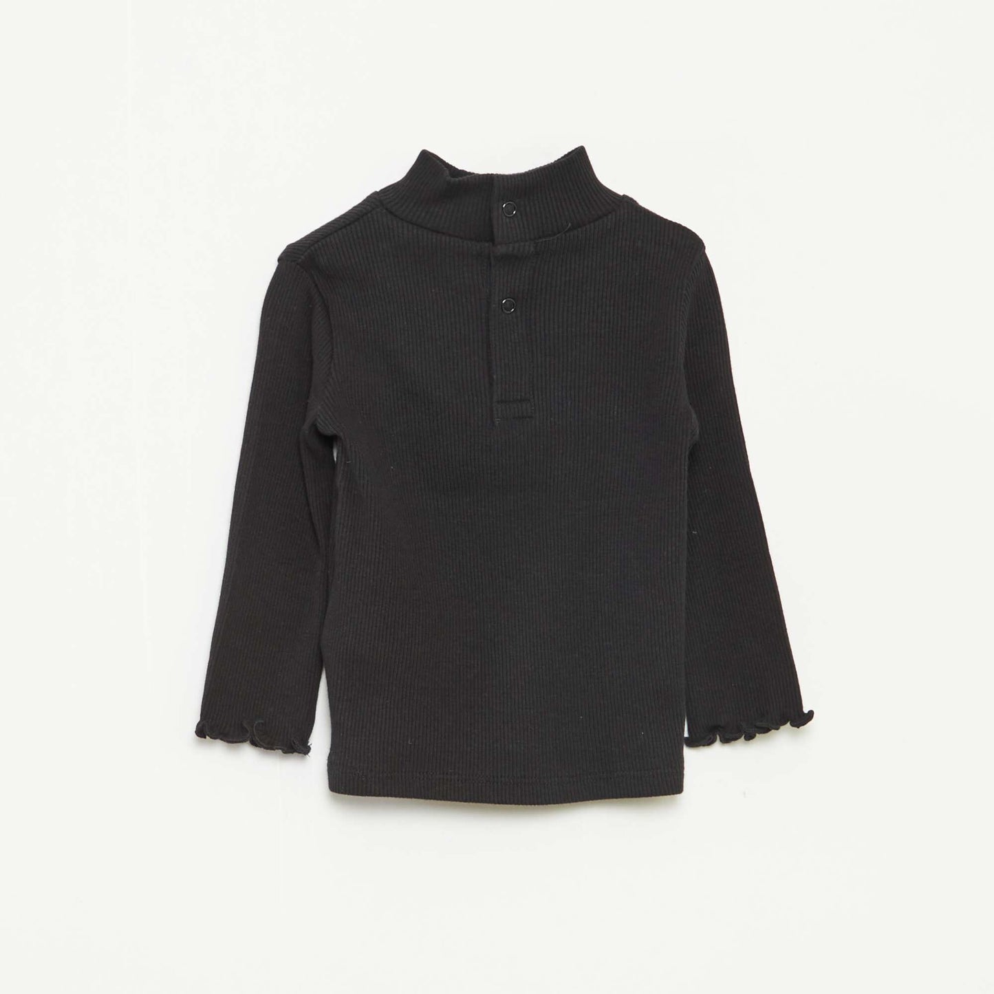 Sweater de punto de canalé con cuello alto NEGRO