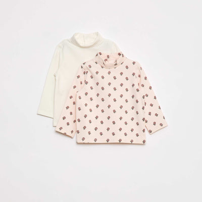 Pack de 2 camisetas interiores de cuello alto ROSA