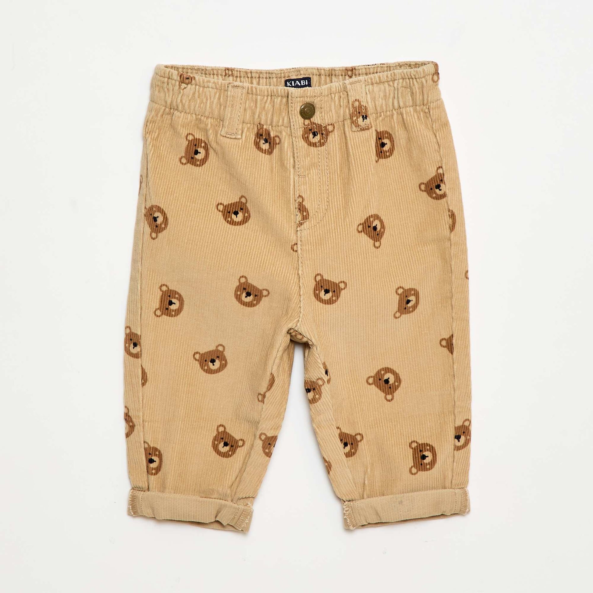 Pantalón paperbag de pana BEIGE
