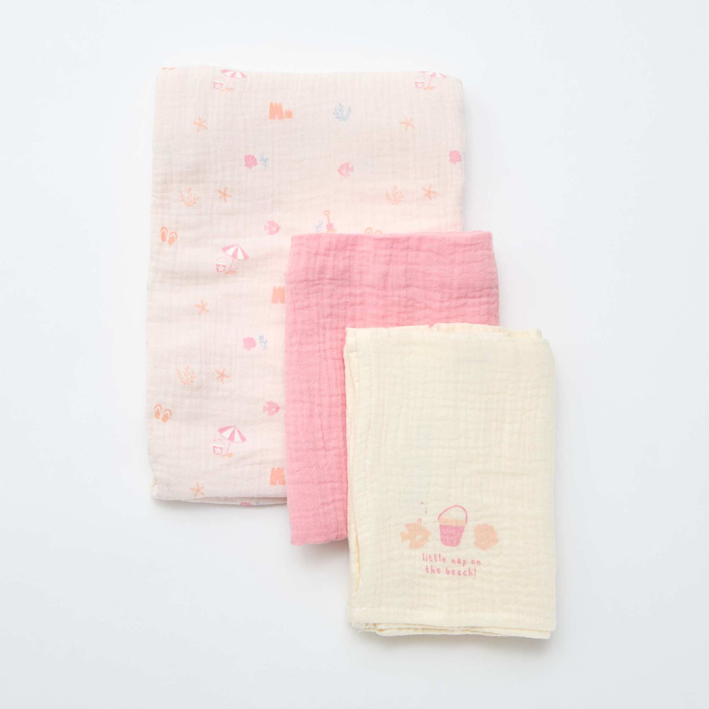 Pack de 3 muselinas de gasa de algodón ROSA