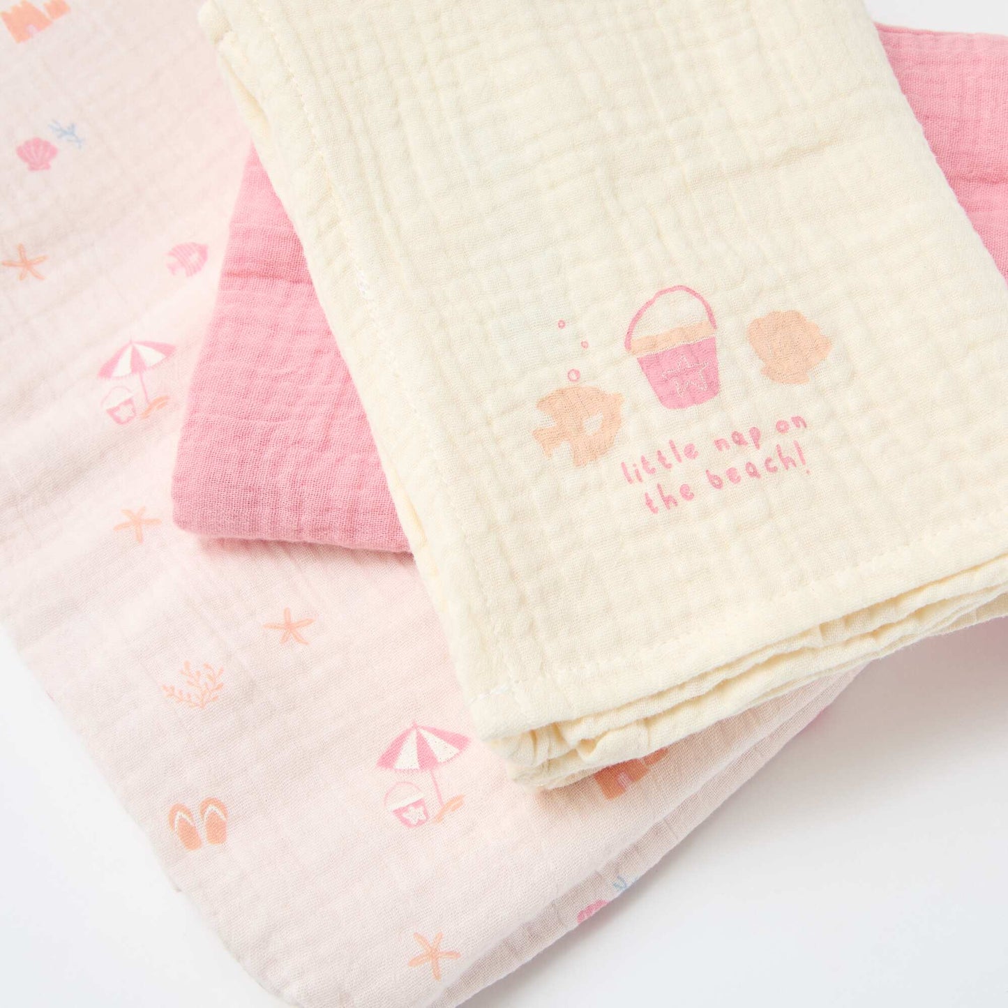 Pack de 3 muselinas de gasa de algodón ROSA