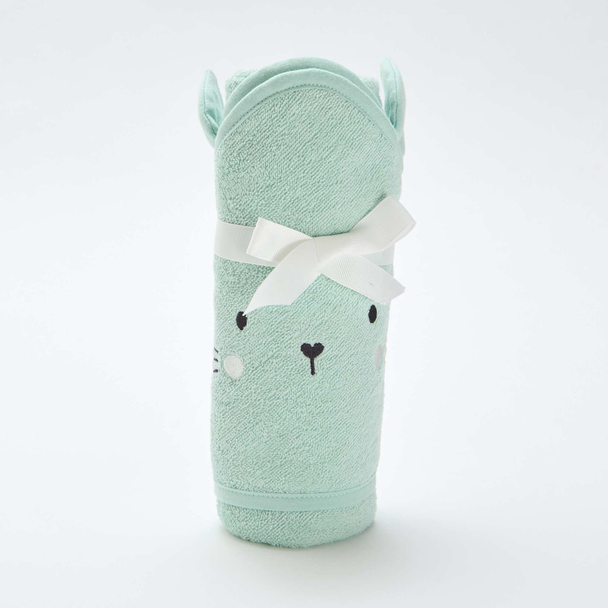Capa de baño de rizo con orejitas de animales AZUL