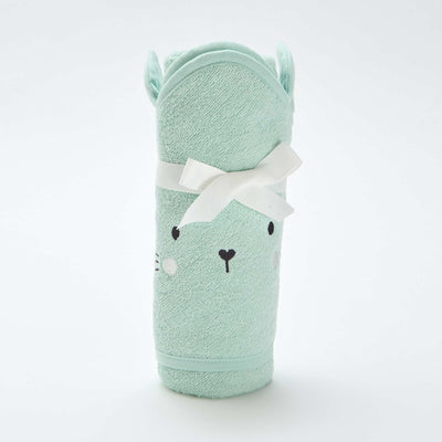 Capa de baño de rizo con orejitas de animales AZUL