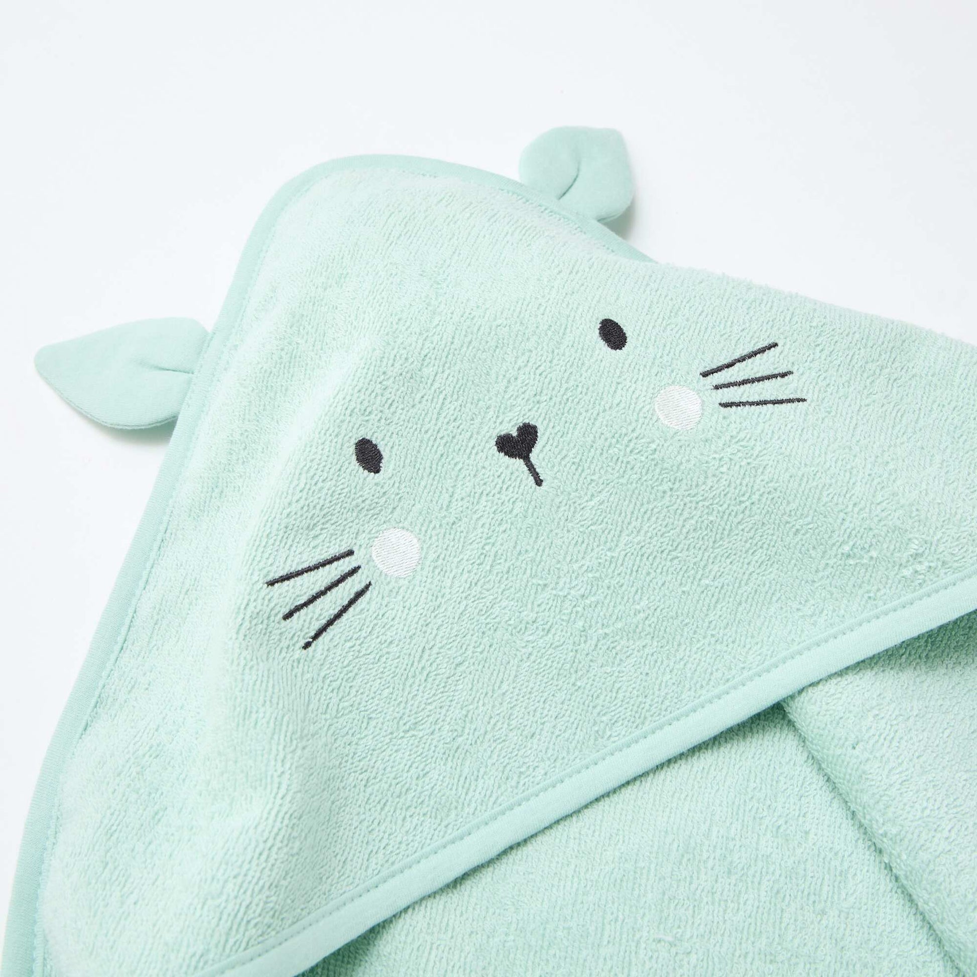 Capa de baño de rizo con orejitas de animales AZUL
