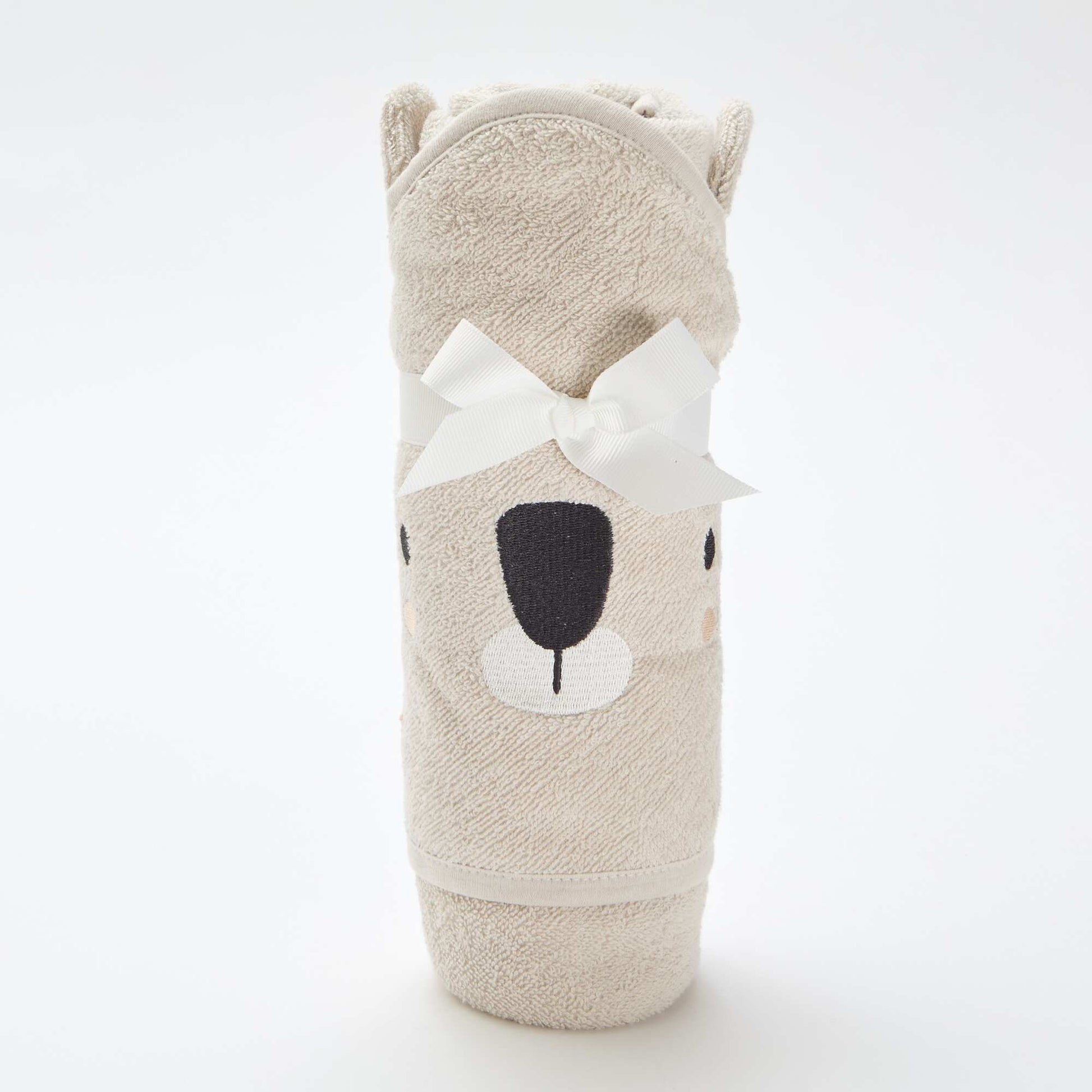 Capa de baño de rizo con orejitas de animales GRIS