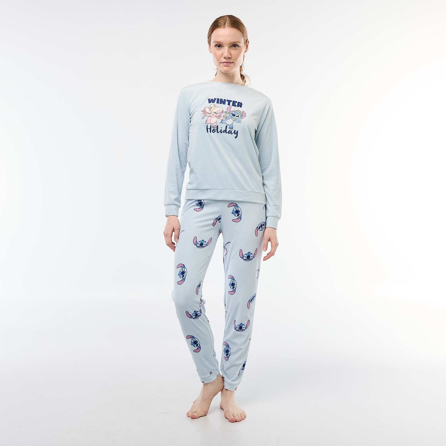 Conjunto de pijama largo de terciopelo - 2 piezas AZUL
