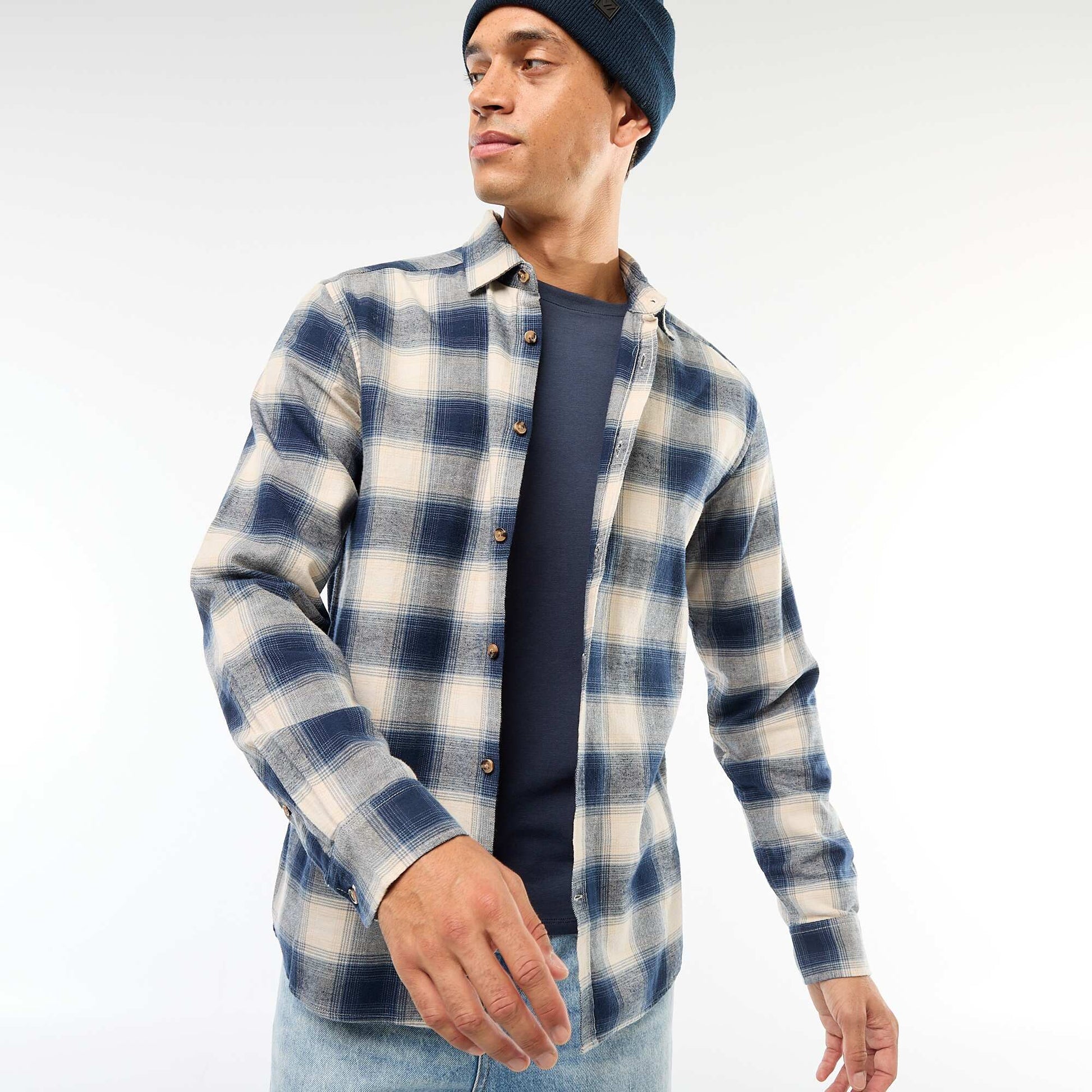 Camisa regular de cuadros AZUL