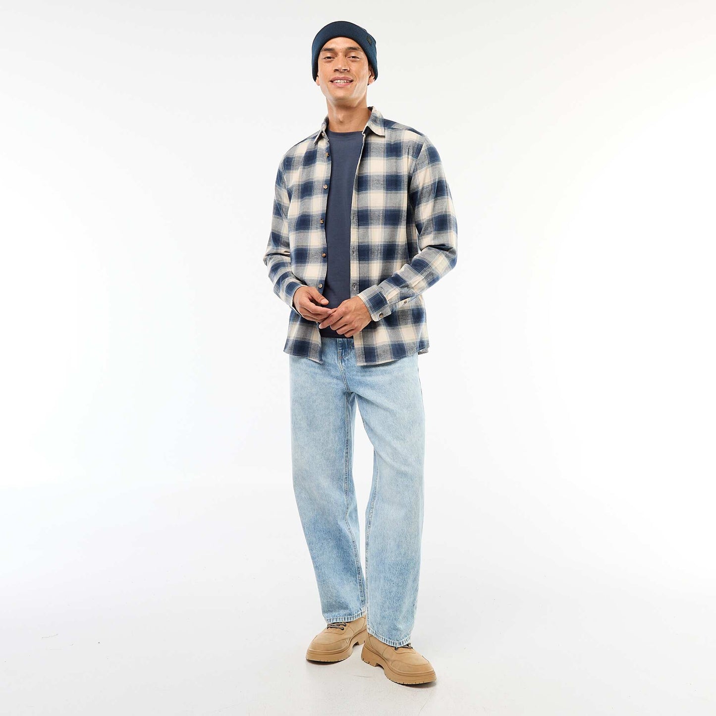 Camisa regular de cuadros AZUL