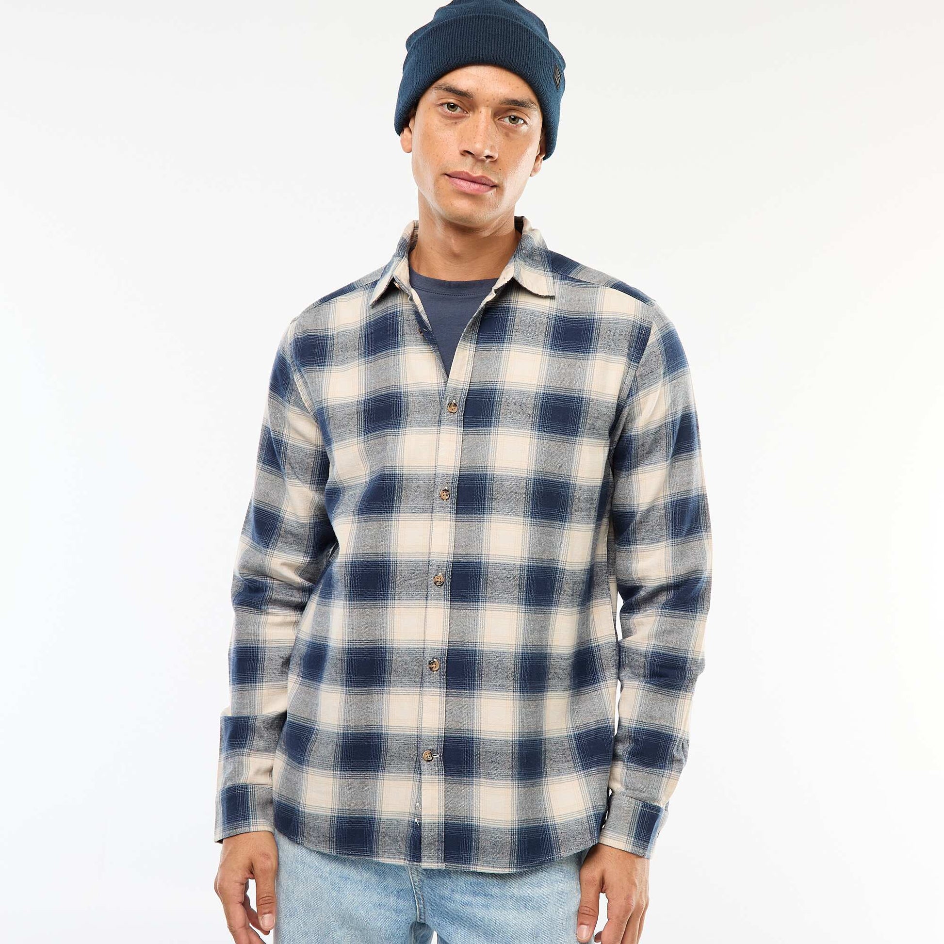 Camisa regular de cuadros AZUL