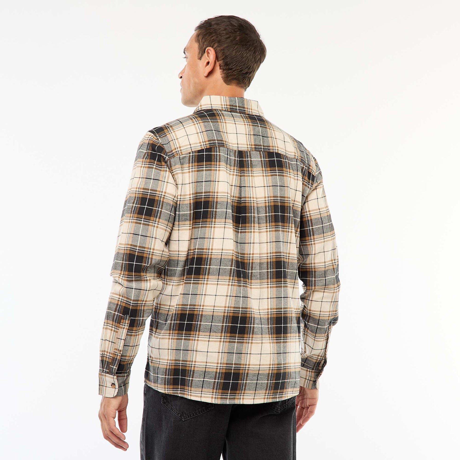Camisa regular de cuadros BEIGE