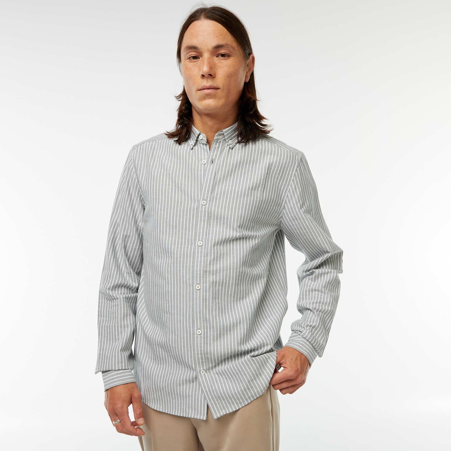 Camisa Oxford con motivo de rayas VERDE