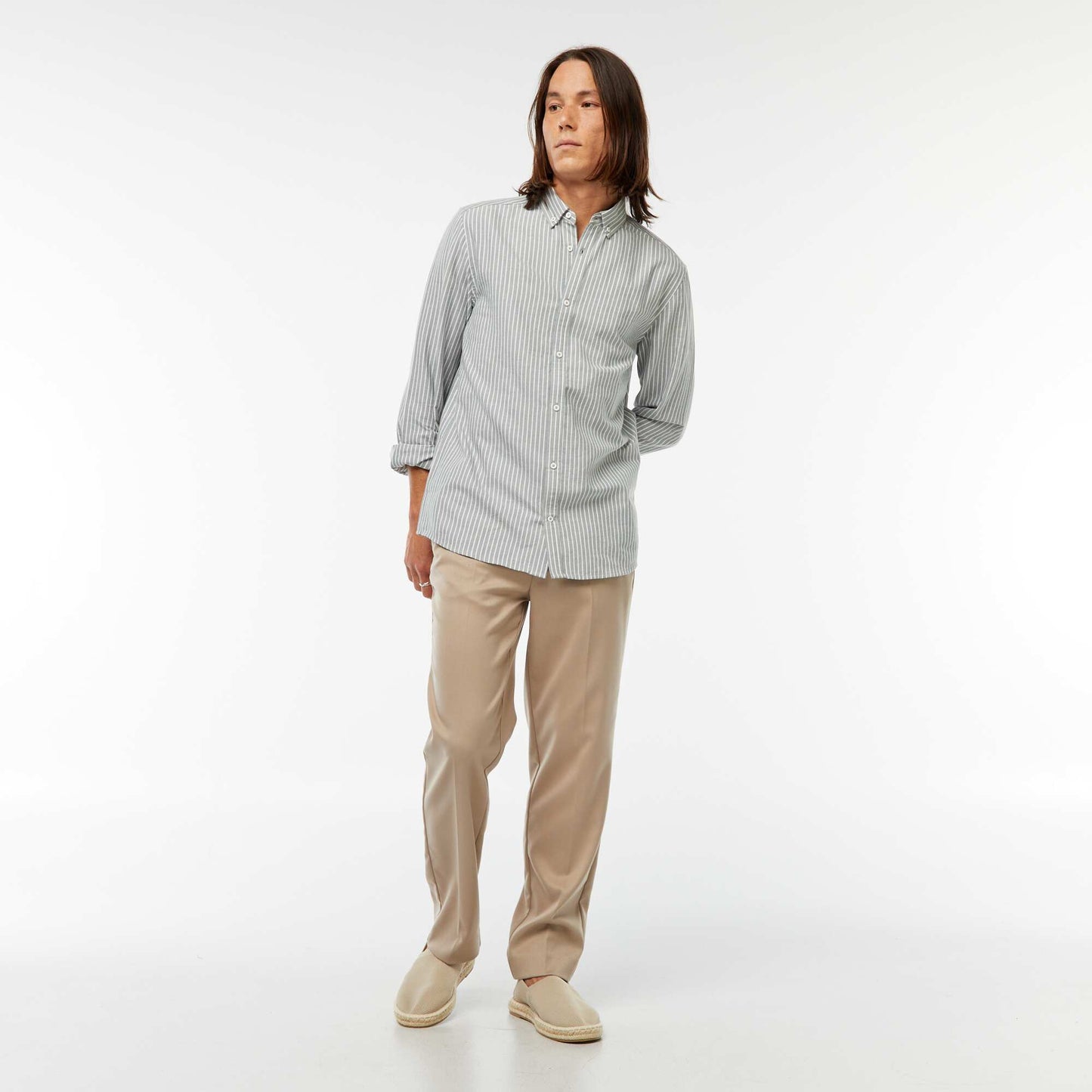 Camisa Oxford con motivo de rayas VERDE