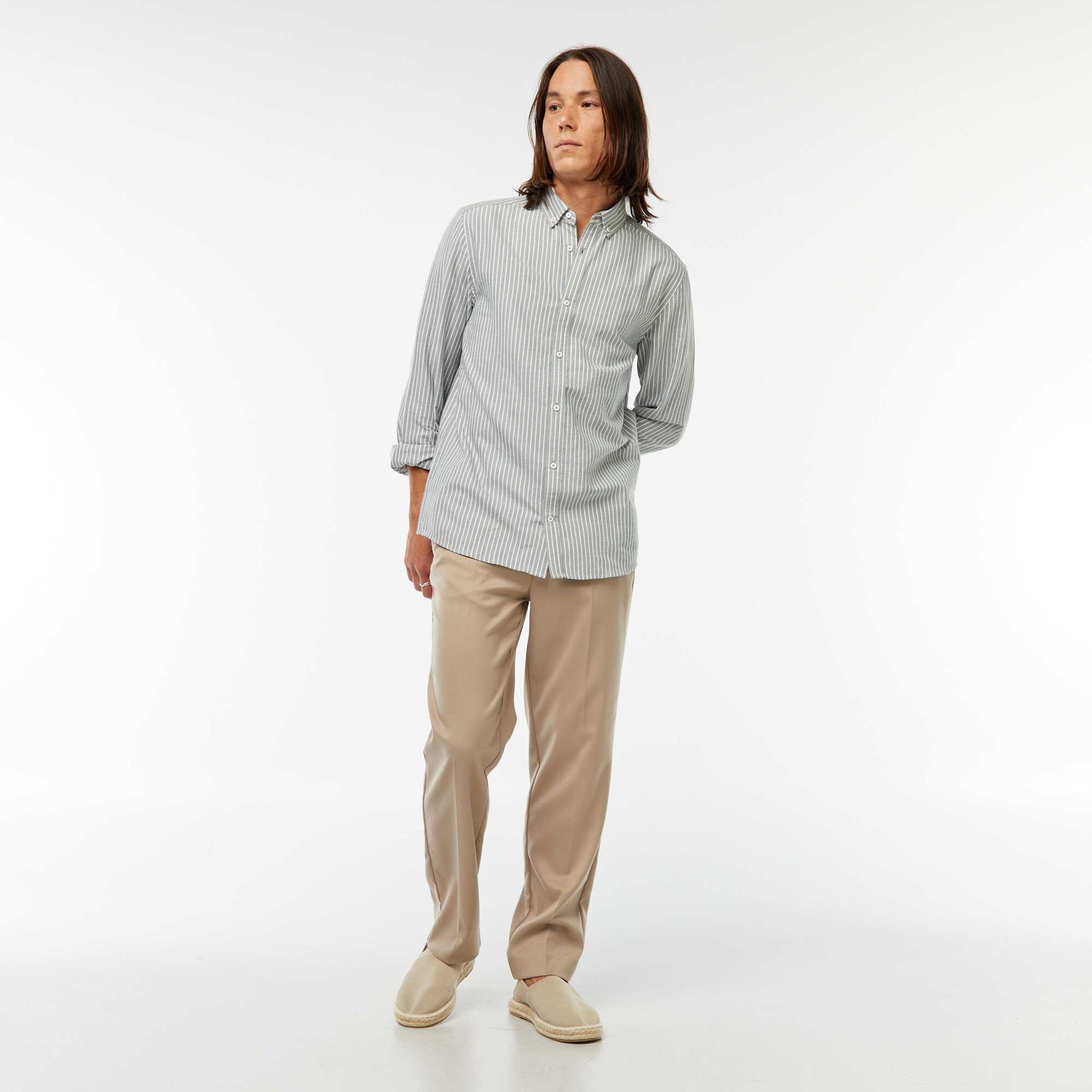 Camisa Oxford con motivo de rayas VERDE