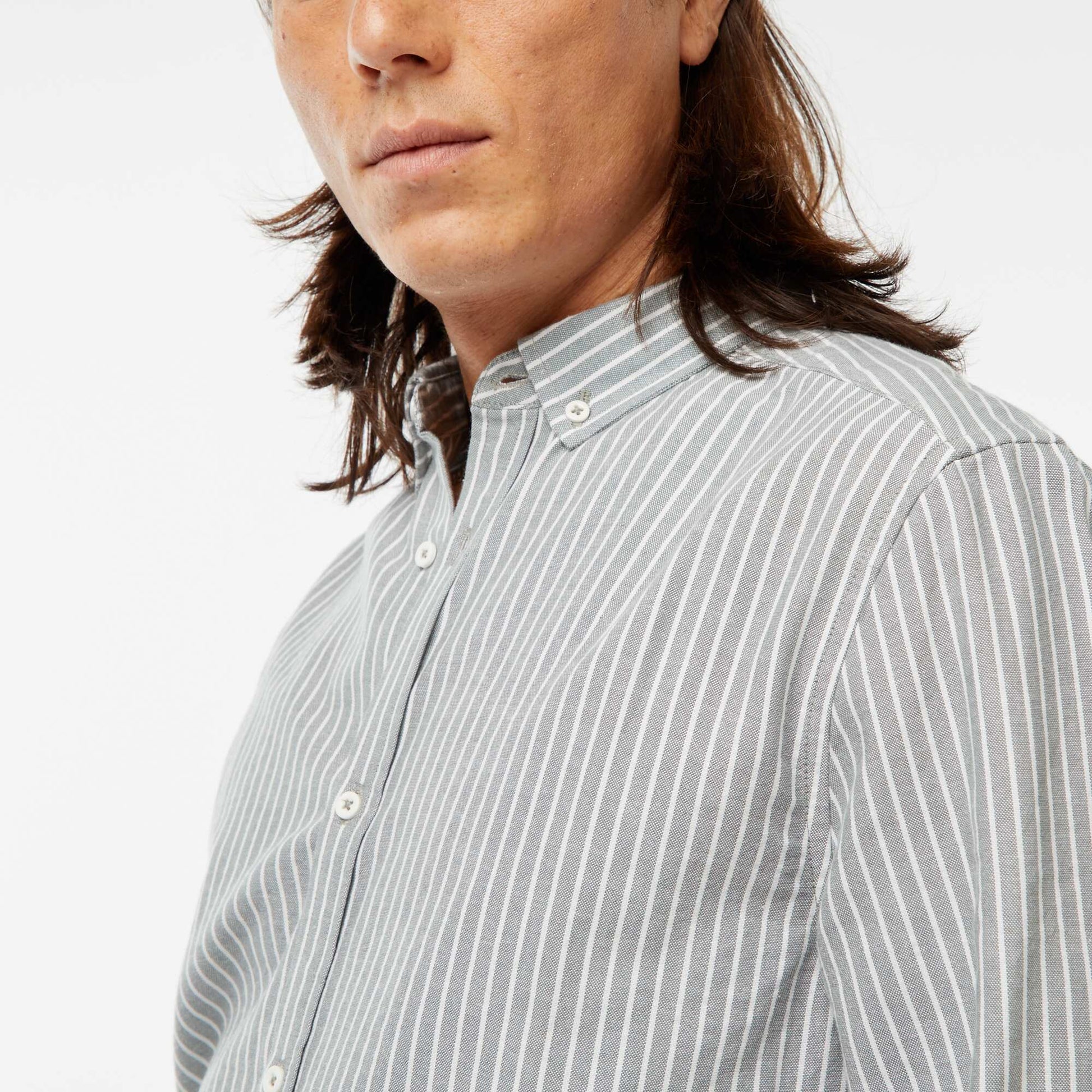 Camisa Oxford con motivo de rayas VERDE