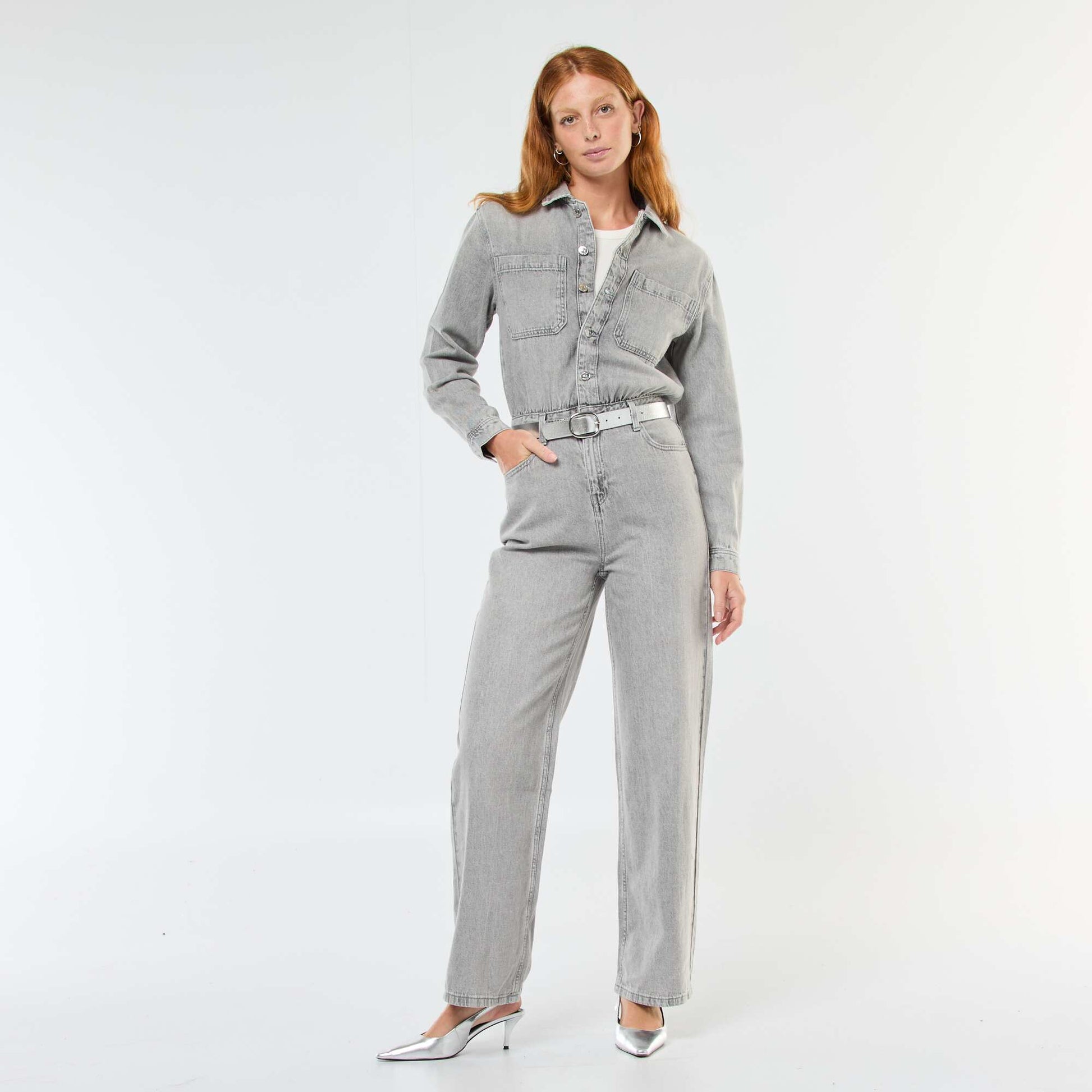 Mono jean de manga larga GRIS