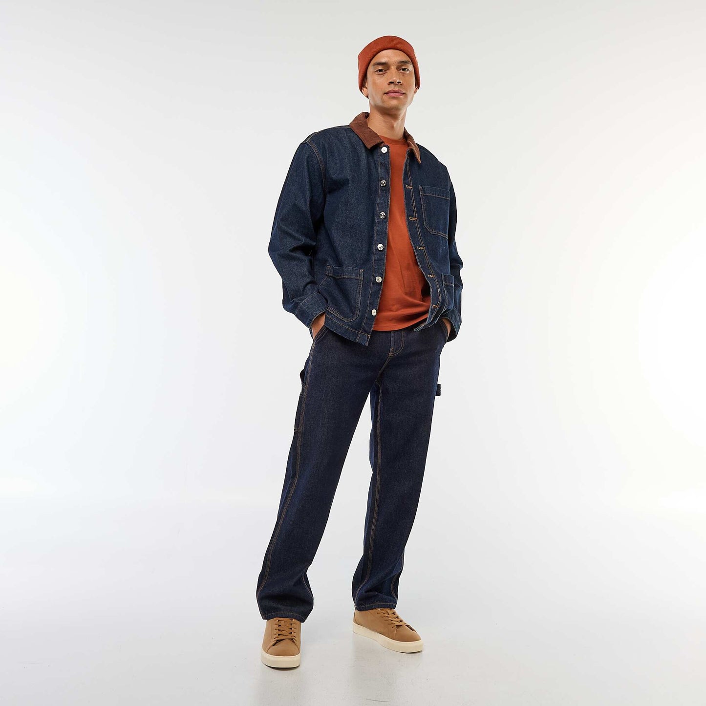 Chaqueta denim con cuello de pana AZUL