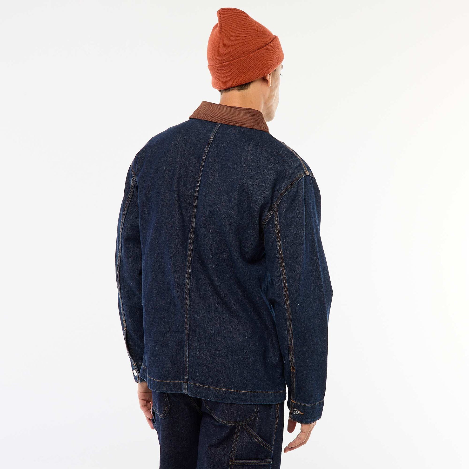 Chaqueta denim con cuello de pana AZUL