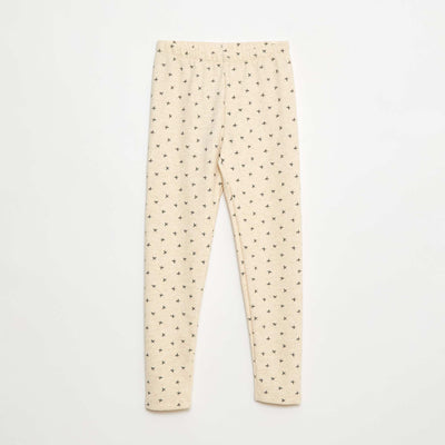 Legging cálido con estampado y interior de terciopelo BEIGE