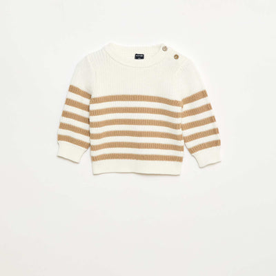 Sweater de rayas de algodón BEIGE