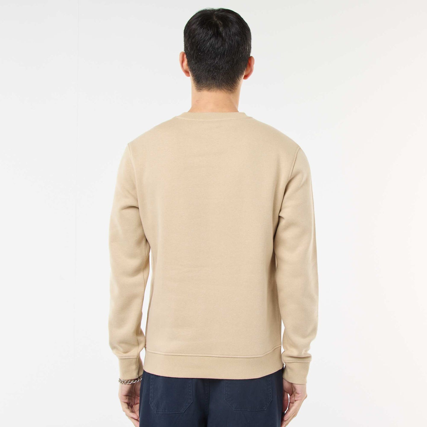 Buzo lisa de cuello redondo en felpa perchada BEIGE