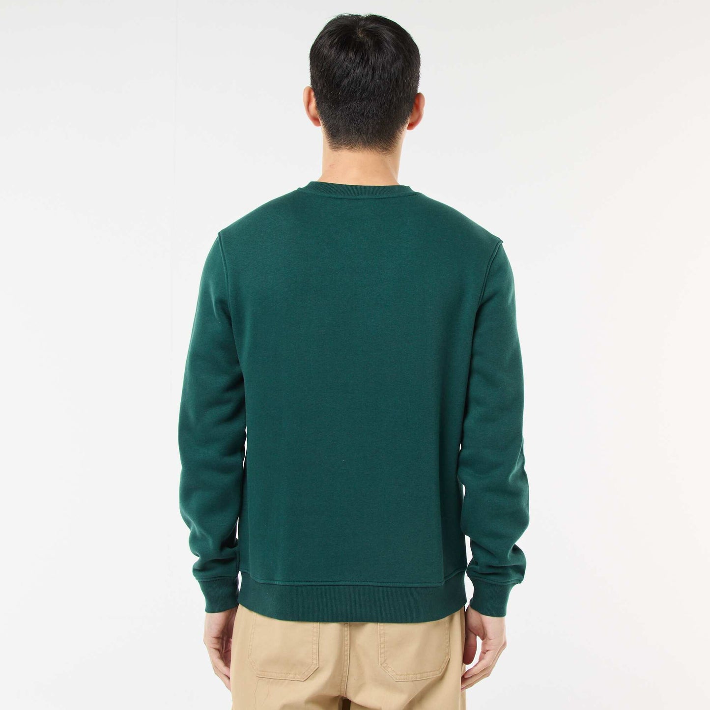 Buzo lisa de cuello redondo en felpa perchada VERDE