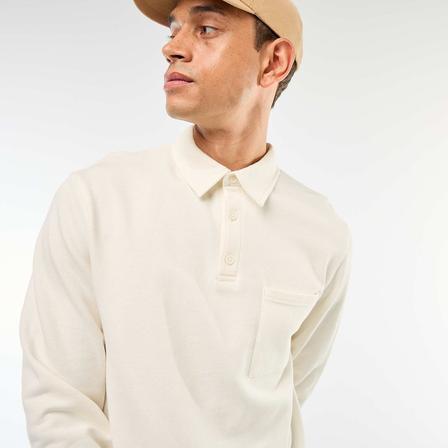 Buzo remera lisa de manga larga BLANCO