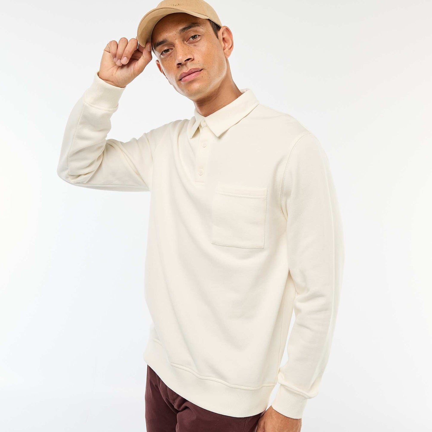 Buzo remera lisa de manga larga BLANCO