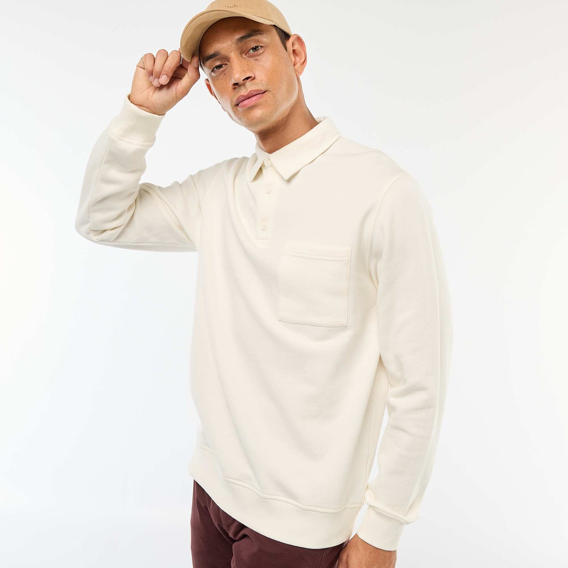 Buzo remera lisa de manga larga BLANCO